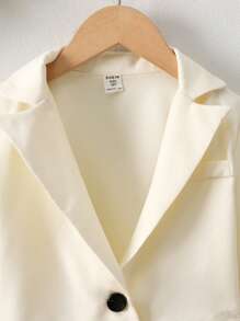 SHEIN Tween Girls' Casual Notched Collar Bowknot Decor Short Cut Long Sleeve Blazer Jacket Girls Jacket Girls Spring Jacket Cropped Blazer Girl Girl Blazer Kids Blazer,In Fall/Winter