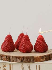 2/4pcs Red Strawberry Scented Soy Wax Candles, Ideal For Birthday Gift Or Valentine's Day,Room Decor,Gifts - Red - View 1