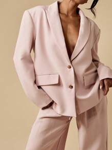 MISSGUIDED 超大尺寸专业商务西装外套双纽扣前长袖办公室工作服定制西装外套面试职业奢华