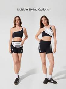 GLOWMODE 4L 透明亮光轻质网眼多拉链口袋可调节肩带斜挎腰包腰包海滩泳池节日假期度假日常休闲装 - 白色 - 查看 2