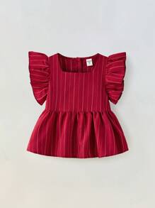 Maija Kids Maija Kids Set de 2 piezas de blusa de manga corta con cuello cuadrado y pantalones de estilo casual para niña