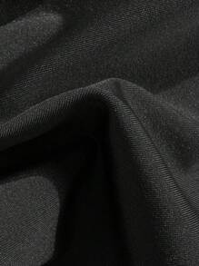 Swim Mod 2 件套泳衣套装，夏季假日金属纯色粗肩带海星装饰三角杯文胸和丁字裤比基尼，性感女士泳装套装 - 黑色 - 查看 5