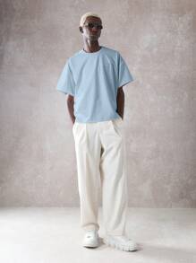 SUMWON 超大摩纳哥图案 T 恤夏季时尚宽松 T 恤休闲街头服饰节日沙滩装独家复古设计 - 藍色 - 查看 4