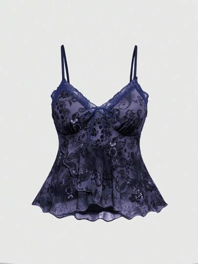 Hippie Camicia ampia con stampa paisley e floreale vintage, patchwork in pizzo, fiocco in vita, orlo asimmetrico, taglie comode, estiva