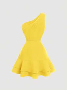 SHEIN MOD Vestido mini asimétrico amarillo talla grande