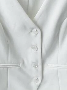 SHEIN PETITE Women's High-End V-Neck White Retro Fashion Fitted Cropped Vest Tank Top, Summer