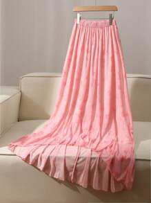 SHEIN Clasi Tie-Dye Print Romantic Ruffle Mesh Skirt Fall Cloth For Women - Pink - View 1