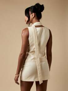 MISSGUIDED Ensemble jupe et gilet contemporain, cravate assortie. Tenue de soirée, de mariage ou de travail, mode minimaliste