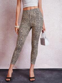 Lavishia Leopard Print High-Rise Leggings High Elasticity