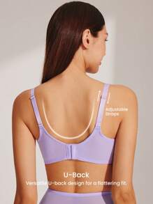 LUVLETTE Dream Curve Air Purple Unlined Full Coverage Side Support Airy Mesh Basic Breezy Comfort Minimizer Bra