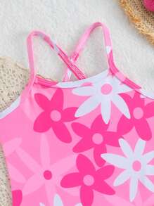 Baby Girl Floral Printed One-Piece Swimsuit With Skirt Baby Swim Suit With Skirt Toddler Girl Swim Wear Baby Summer Clothes Girl Summer Outfits For Girls Summer Sets Baby Girl - Multicolor - View 3