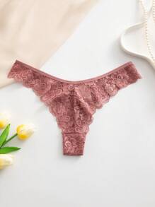 SHEIN 10pcs Ladies Lace Thong Briefs, Elegant And Comfortable Underwear, Sexy - Multicolor - View 7