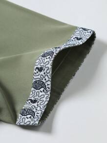 Manfinity Homme Kemeja Pria Lengan Pendek Warna Hijau Motif Patchwork Kasual Musim Panas, Kemeja Bagus, Cocok untuk Pantai - Khaki - View 5