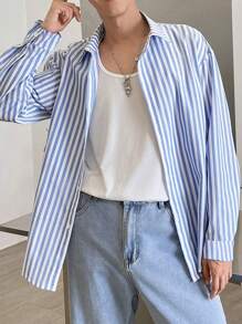 Claim Dot Men's Striped Shirt, Casual And Stylish For Everyday Wear, Fall, Long Sleeve Top