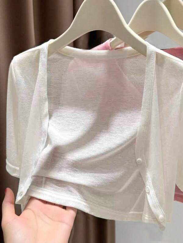 INAWLY Women's Standard Size Short Sleeve Thin Cardigan, Suitable For Going Out & Vacation