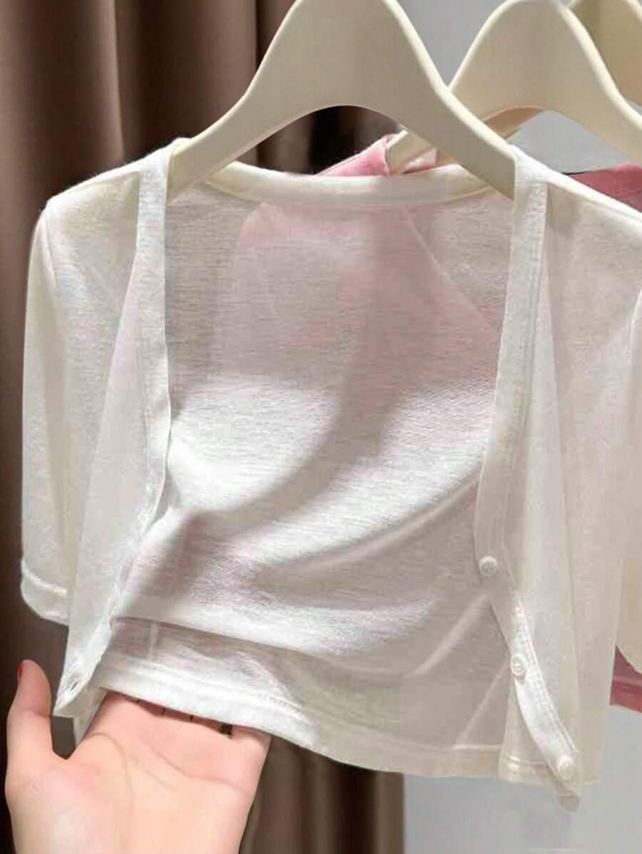 INAWLY Cardigan corto a maniche corte, sottile, adatto a uscite e vacanze, taglia standard donna