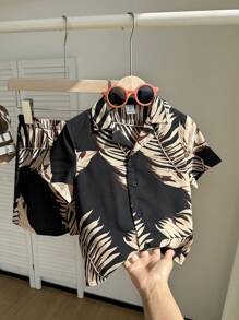 Set de 2 piezas de camisa y pantalones cortos estilo uniforme escolar casual y cómodo para niños pequeños, adecuado para el primer día de escuela, ropa de niño, conjuntos para niños, vuelta al colegio, ropa de niño, ropa de adolescente, uso diario, apto para primavera, verano, otoño, invierno (2 piezas se venden por separado)