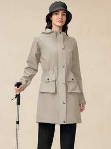 OutZeal Women's Waterproof WindProof Lightweight 3L Tech Fabric Long Rain Coat Hiking Jacket Daily Wind Breaker