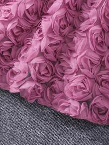 Glamorique Kids Girls Solid Color Puff Sleeve 3D Flower Decor Elegant Dress With Belt, Summer