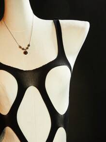 SpicyHot 1 件超性感露背透视朋克交叉开裆紧身衣，束缚风格女式性感俱乐部服装，黑色，外出必备 - 黑色 - 查看 7