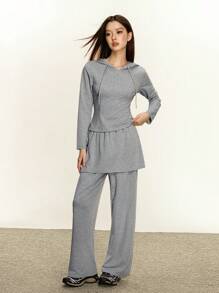 Rina Fox Conjunto de dos piezas para mujer para uso diario - Gris - Ver 5