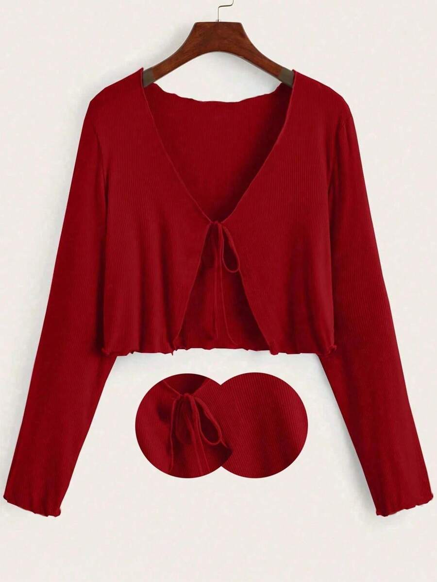 Sunspun 大码女式超柔软罗纹开衫和红色休闲T恤 - 长袖，简约舒适，适合办公室通勤和日常穿着，新年好礼