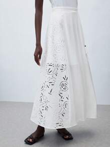 Maija Women's Elegant & Fashionable White Summer Skirt, Simple & Comfortable Lace-Up & Fringe Hem Design, Beach Cover-Up, Skirt, For Vacation - White - View 7