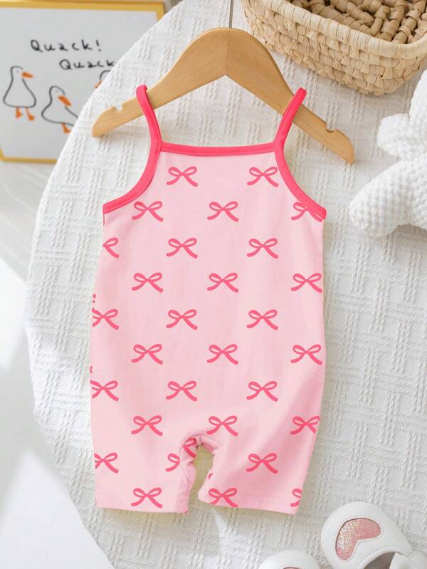 SHEIN Baby Girl Casual Strap Romper, Suitable For Spring/Summer