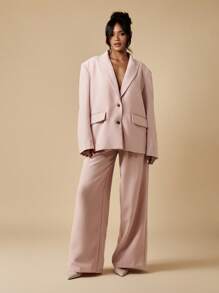 MISSGUIDED 超大尺寸专业商务西装外套双纽扣前长袖办公室工作服定制西装外套面试职业奢华