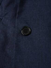 Manfinity Mode Men's Elegant Business Casual Peak Lapel Double-Breasted Suit Set - Navy Blue - View 4
