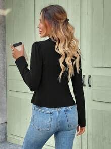 SHEIN LUNE Greyish Green Knit Cropped Shawl Neck Jacket Suit Blazer Office Outfits For Women Women Blazer Cropped Blazer Summer Blazer Women Blazers Business Casual Top In Fall/Winter,Casual - Black - View 2