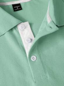 Manfinity Homme Men 2-In-1 POLO Shirt And Drawstring Waist Shorts Set Casual Two Piece Set Men - Green - View 6