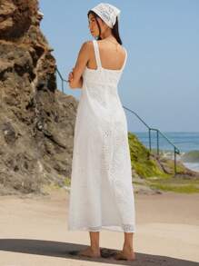 WESTFADE 西部混合罗纹针织与花卉孔眼方领蝴蝶结前部无袖长裙和配套头巾女式两件套西部牛仔女郎夏季纳什维尔乡村音乐会优雅度假装