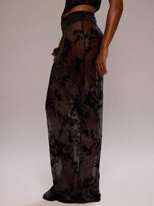 MUSERA Low Rise Flocked Mesh Sheer Straight Fit Maxi Skirt Only Summer Birthday Wedding Guest Vacation Beach Swim Elegant Cute Sexy Boho Ibiza Thanksgiving