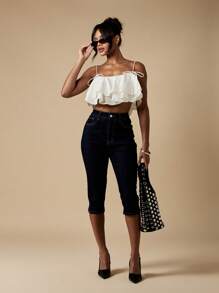 MISSGUIDED Áo ba lỗ xếp nếp nhiều lớp phong cách lễ hội mùa hè Boho buộc vai Áo crop top dây đeo có thể điều chỉnh nhiều lớp tiệc bãi biển - trắng - Xem 3