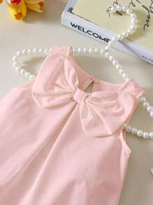 Elladie kids 女婴无袖优雅蝴蝶结装饰褶皱网纱芭蕾舞裙，休闲春夏风格