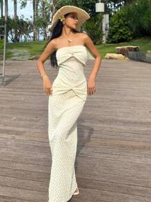 SHEIN EZwear Women's Summer Vacation Starfish Decor Dress - Apricot - View 4