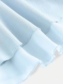 Girlism Áo hai dây xếp ly bèo nhún ngọt ngào màu xanh mùa hè TEENGIRL, Áo crop top mùa hè - Màu xanh lam - Xem 4