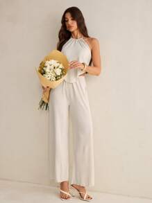 SHEIN PETITE Women Two Pieces Outfits For Daily Wear - Apricot - View 3