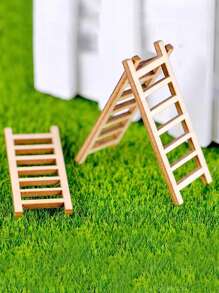 Bộ 5 cầu thang gỗ mini – Mô hình thu nhỏ trang trí cho trang trí nhà cửa, thủ công và trưng bày - Màu gỗ - Xem 4