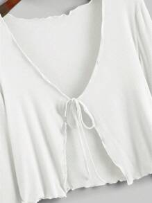 SHEIN Qutie Plus Size Women's Super Soft Ribbed Cardigan & White Casual T-Shirt - Long-Sleeve, Simple & Comfortable For Office Commute And Daily Wear