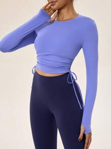 Activina Áo thun tay ngắn lưới mềm mại thoáng khí thể thao dành cho nữ Áo ba lỗ tập luyện - Màu xanh bụi bặm - Xem 1