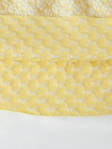 Souflis Souflis 女孩优雅甜美可爱提花面料刺绣彼得潘领盖袖束腰公主裙，适合度假、旅行、生日派对、礼物 - 夏季 - 黃色 - 查看 6