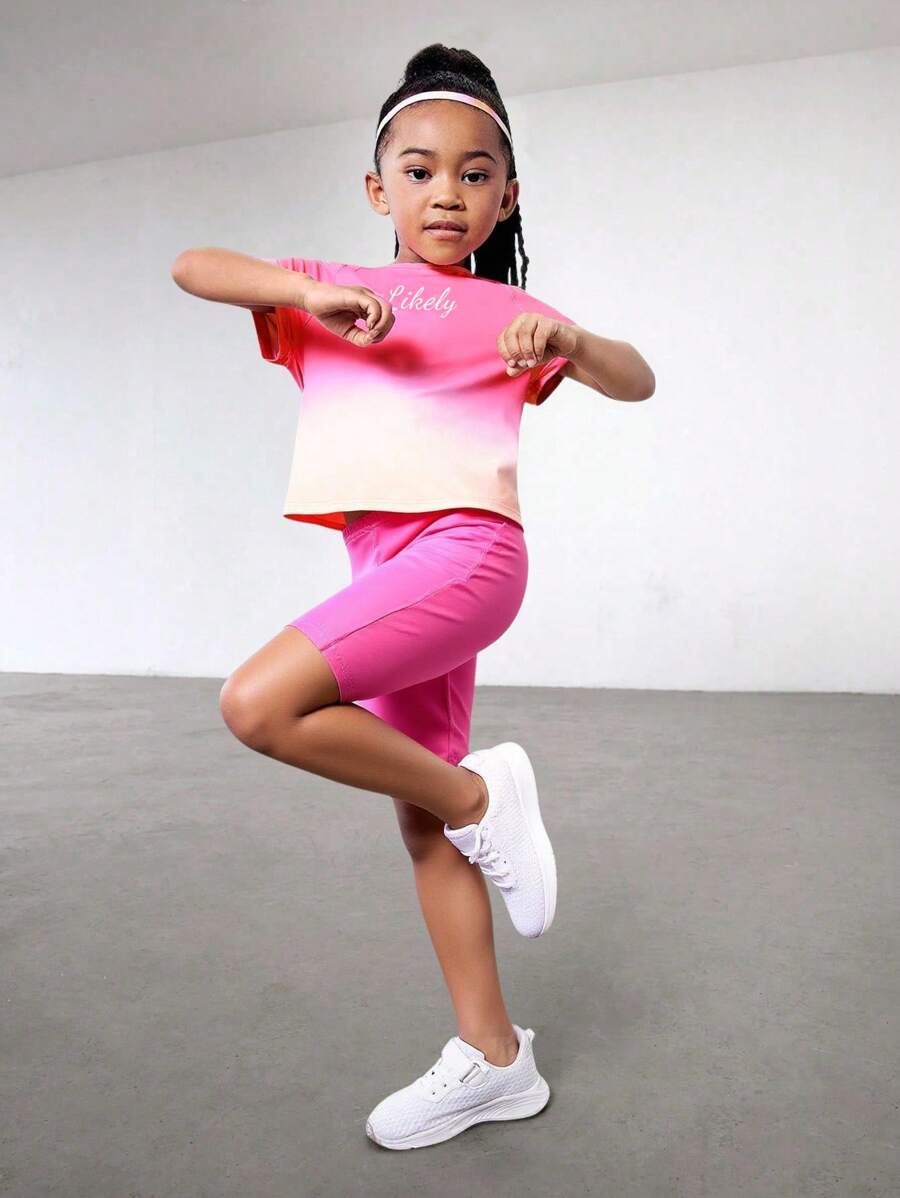 SHEIN Young Girl Round Neck Fitted Casual Sweater & Fitted Pants Tracksuit 2 Pieces Set - Hot Pink - View 1