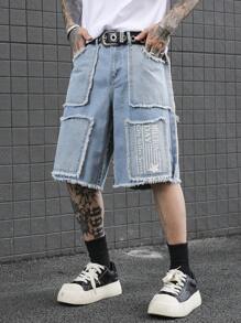 Manfinity LEGND Men's Fashion Casual Denim Shorts Baggy Jeans Shorts Men