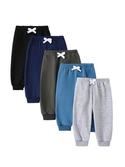 SHEIN Playful Pals 5pcs Baby Boy Autumn/Winter New Casual Loose Pants, Knitted Sweatshirt, Multi-Color, Korean Style, Thickened Winter, Fashionable High-End Quality, Versatile All-Match For Autumn/Winter, Stylish Homewear, Sportswear, Casual Outerwear Fall