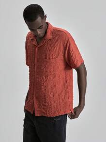 Ontre Camisa casual de verano para hombres de 2025, de unicolor y textura, adecuada para el Día de la Independencia, el Día de San Juan, la graduación, el uso diario, bonita camiseta de verano, camisa de vacaciones playeras para hombres