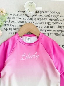 SHEIN Young Girl Round Neck Fitted Casual Sweater & Fitted Pants Tracksuit 2 Pieces Set - Hot Pink - View 3