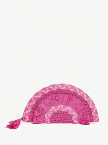 SHEIN SXY 女士波西米亚风格流苏手拿包 - 玫紅色 - 查看 3