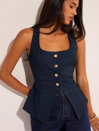 COSMINA 女士牛仔效果无袖上衣/外套